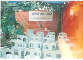 Our church view under the tent.